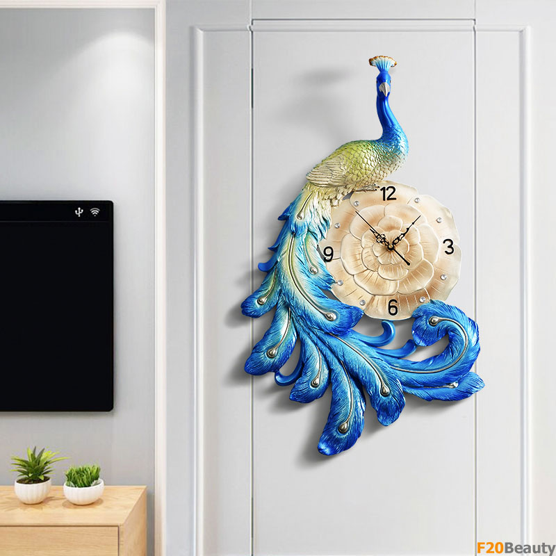Đồng hồ treo tường cao cấp chim công kiêu hãnh