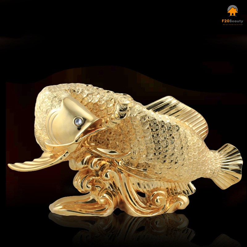 Tượng Decor cá Rồng bạch kim