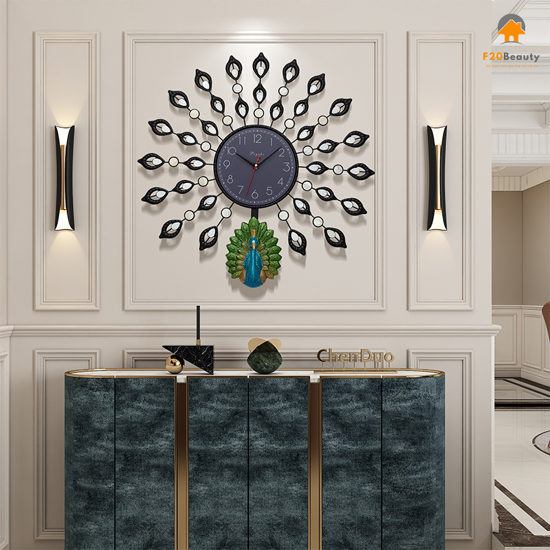 Đồng hồ con công treo tường Helios Metal