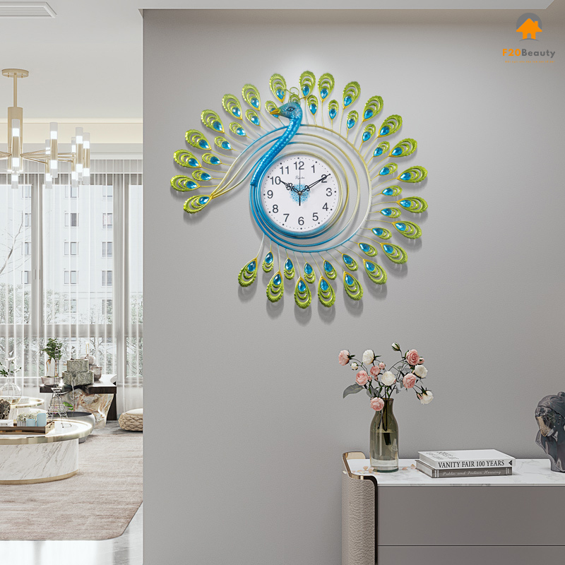 Đồng hồ con công treo tường Queen Lyn