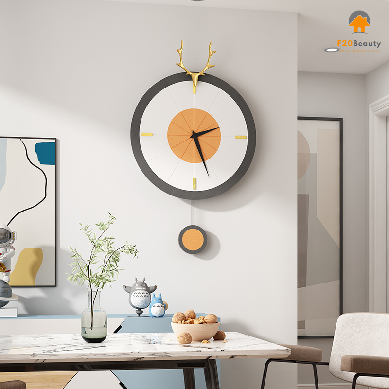 Đồng hồ treo tường mặt gỗ quả lắc Gaelle