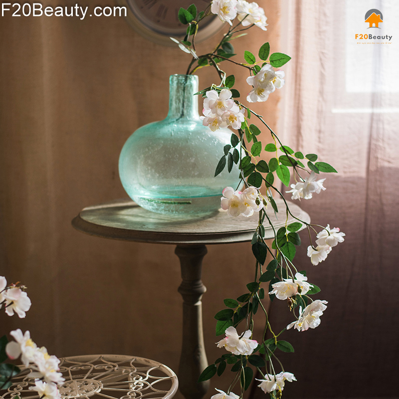 Hoa hồng rose wine giả 170cm decor bình cắm hoa