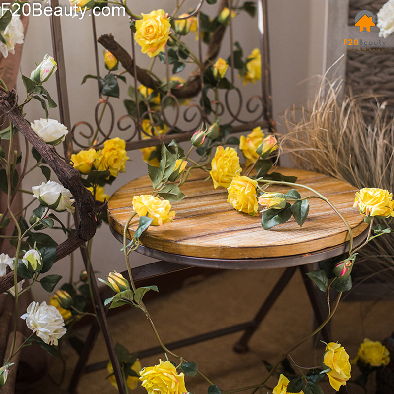 Hoa hồng trà giả 150cm treo tường