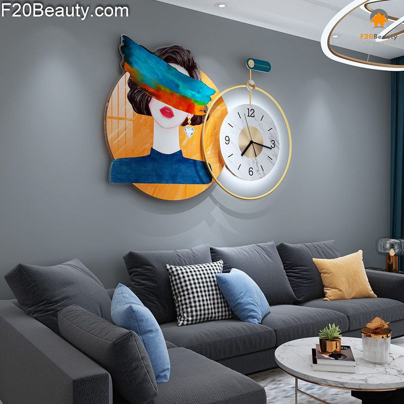 Đồng hồ treo tường cô gái kết hợp đèn led