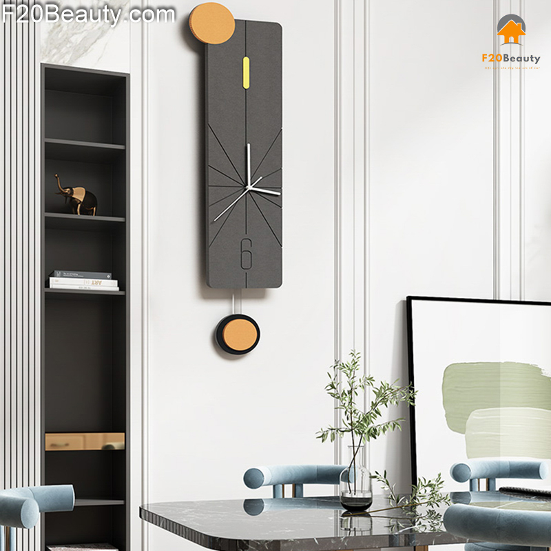 Đồng hồ treo tường mặt gỗ quả lắc Mouna