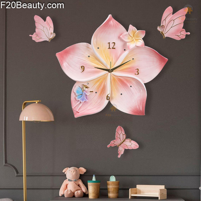 Đồng hồ treo tường cao cấp hoa mai hồng