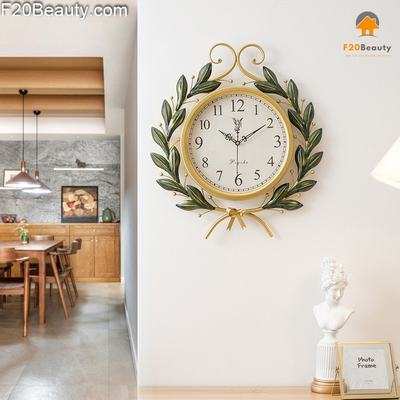 Đồng hồ treo tường cao cấp chiếc lá cành oliu Yasamie
