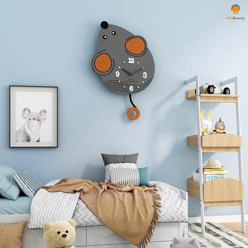 Đồng hồ treo tường mặt gỗ Mickey