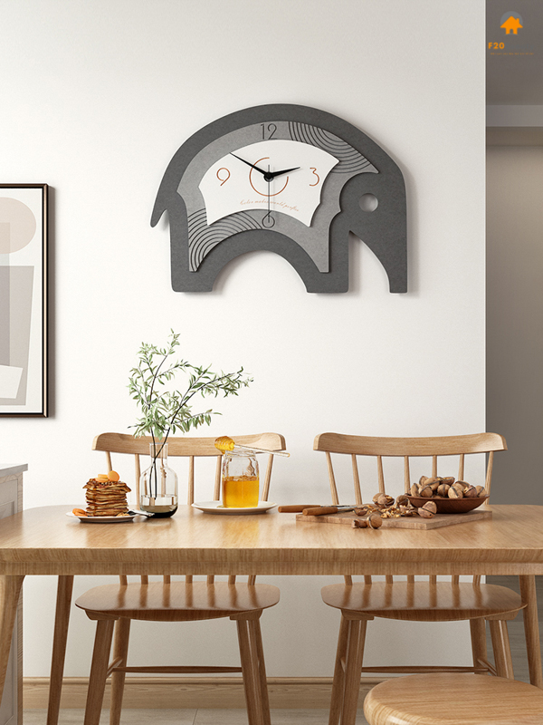 Đồng hồ treo tường mặt gỗ voi Dasaki