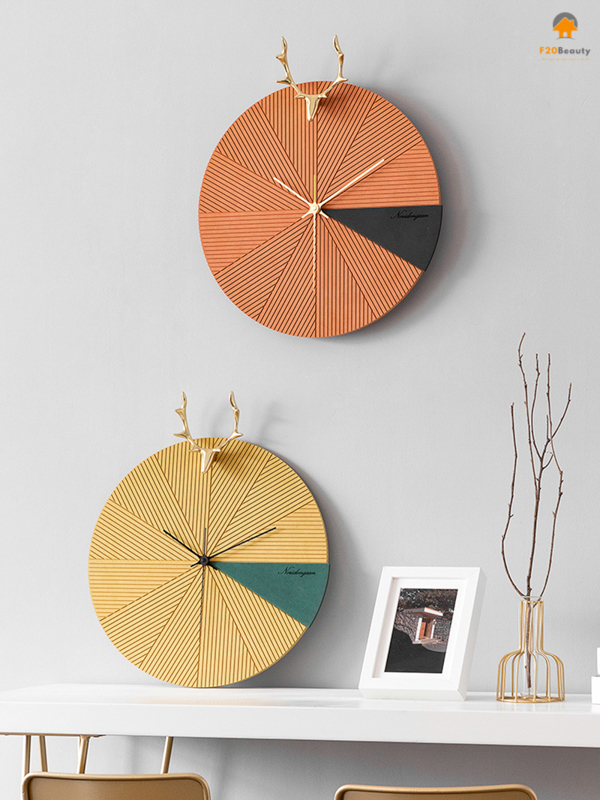 Đồng hồ treo tường đẹp sừng hươu Apollo cao cấp