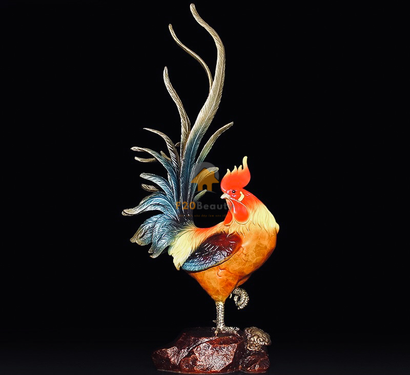 Tượng gà trống bằng đồng