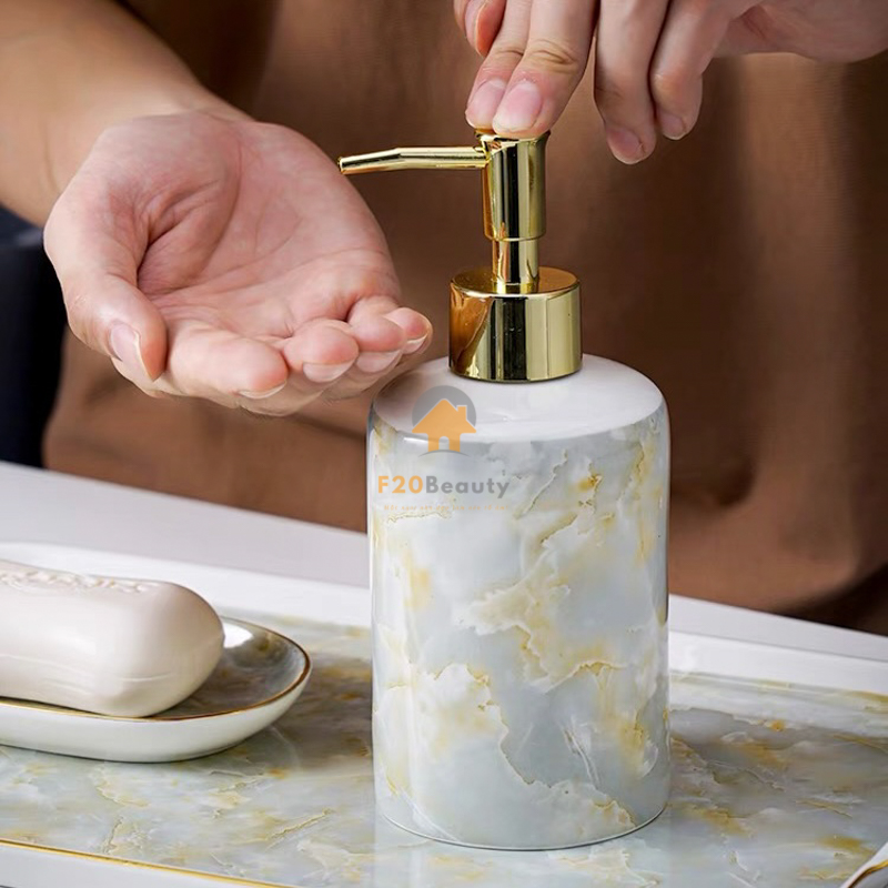 Bộ đồ dùng nhà tắm bằng sứ vân đá Marble