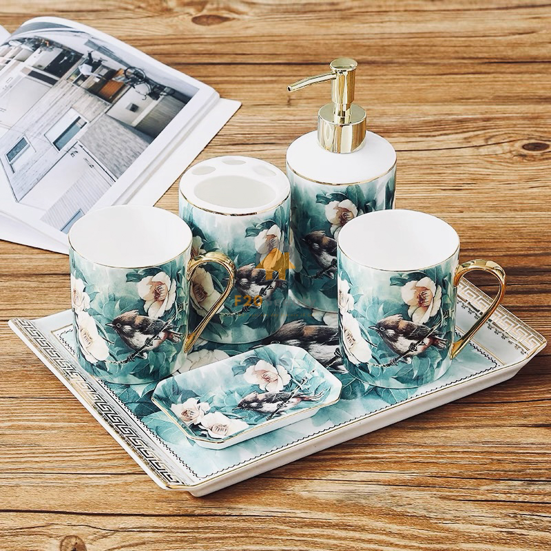 Bộ đồ dùng nhà tắm phong cách nhiệt đới