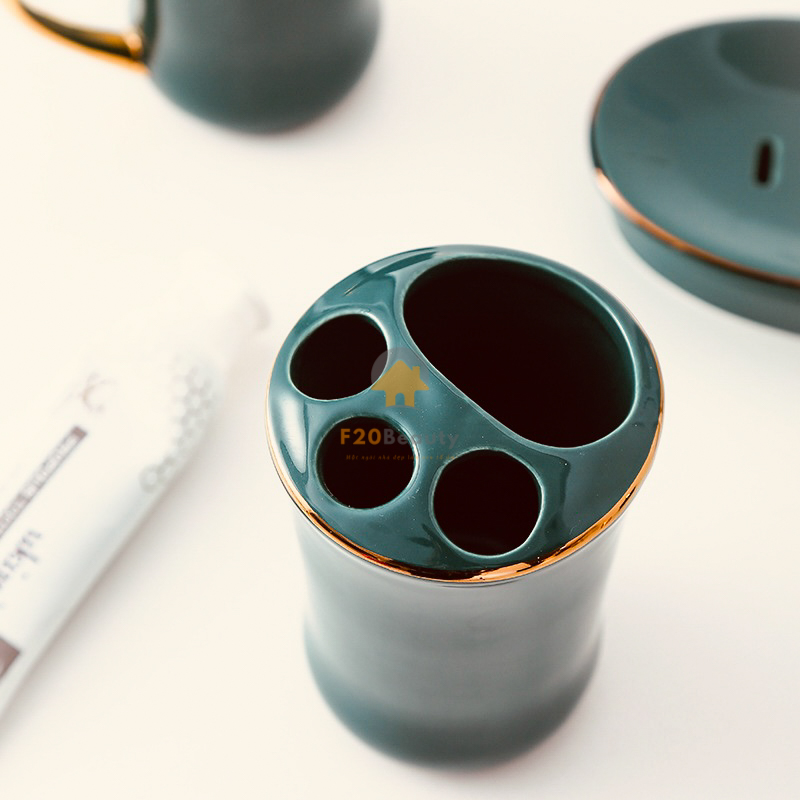 Bộ đồ dùng nhà tắm xanh đậm