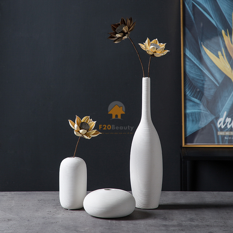 Bình gốm sứ Allstar cắm hoa sen decor không gian nội thất