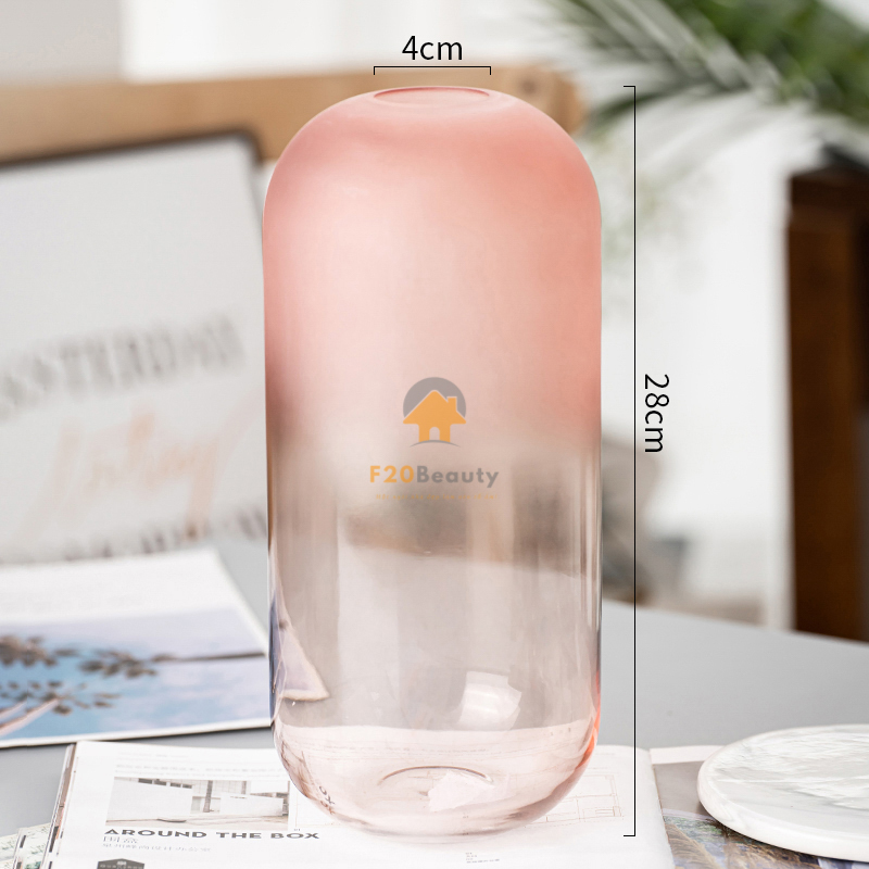 Bình thủy tinh tròn cắm hoa miệng nhỏ loại lớn