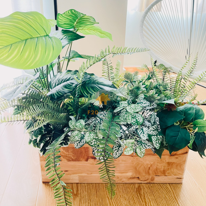 Bục cây giả trang trí văn phòng làm việc phong cách nhiệt đới