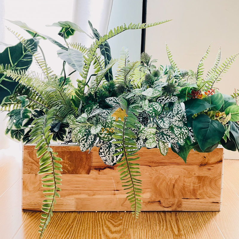 Hộp cây giả trang trí quán Cafe