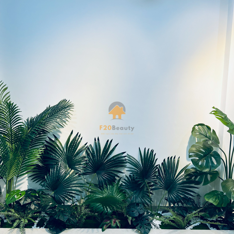 Tiểu cảnh cây giả đẹp như thật trang trí theo phong cách nhiệt đới cho không gian quán cafe