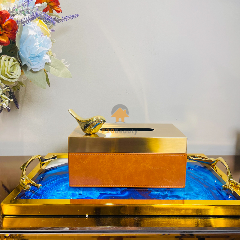 Hộp đựng khăn giấy bằng da cao cấp trang trí nhà cửa có thiết kế sang trọng, hiện đại