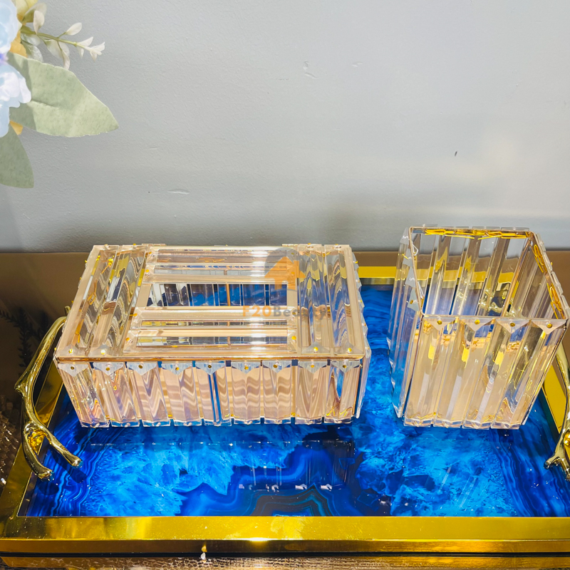 Hộp đựng khăn giấy, đồ trang điểm Royal Gold trang trí nhà cửa