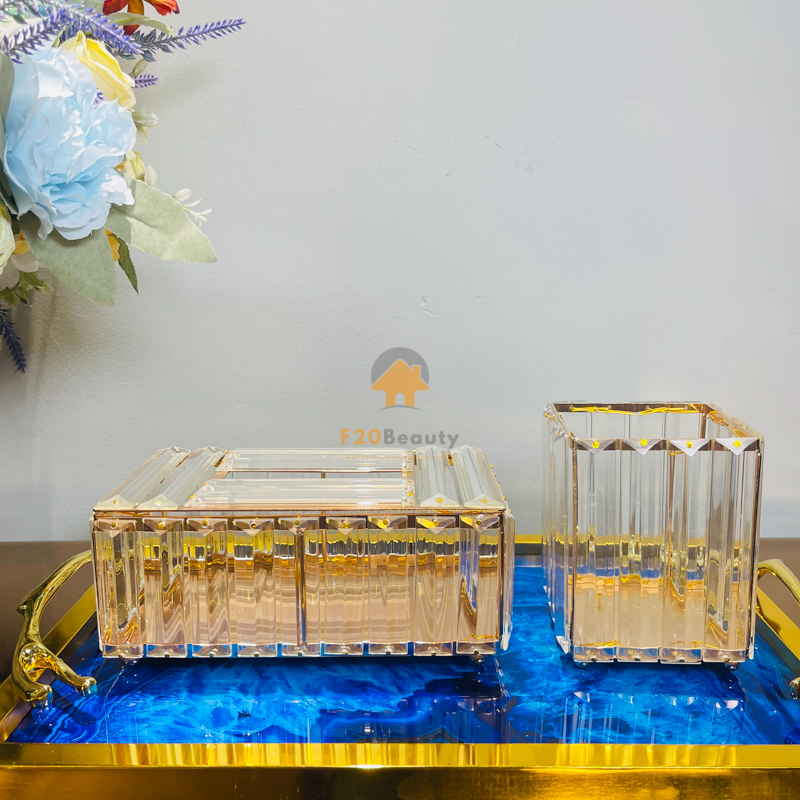 Hộp đựng khăn giấy, đồ trang điểm Royal Gold