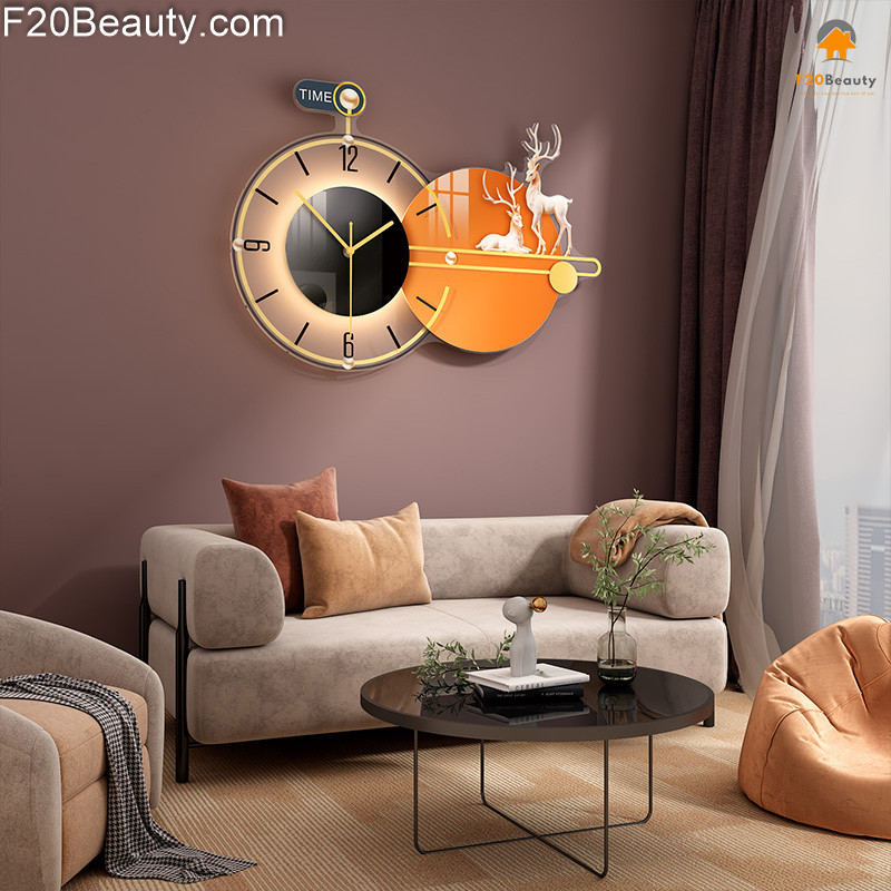 Đồng hồ treo tường hươu kết hợp đèn led