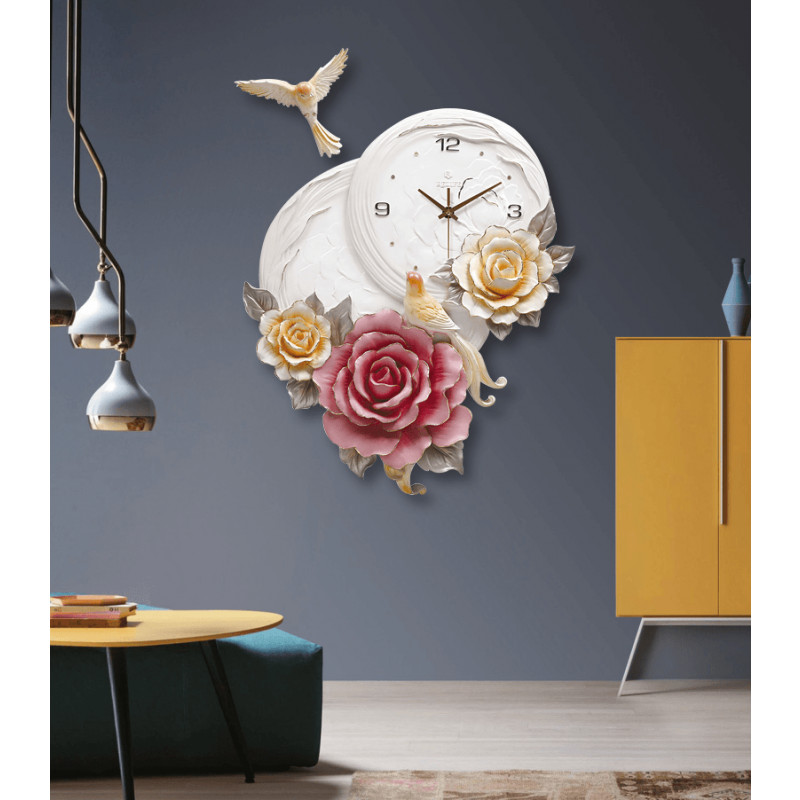Đồng hồ treo tường cao cấp đôi uyên ương nghệ thuật