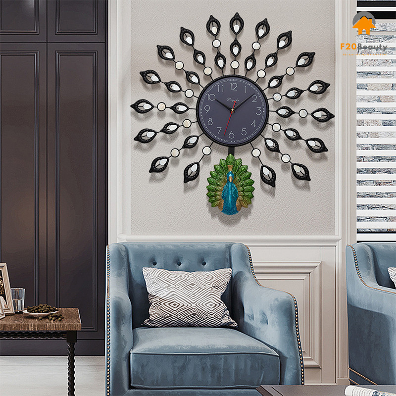 Đồng hồ con công treo tường Helios Metal