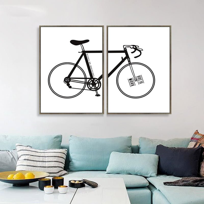 Bộ tranh xe đạp phong cách hiện đại