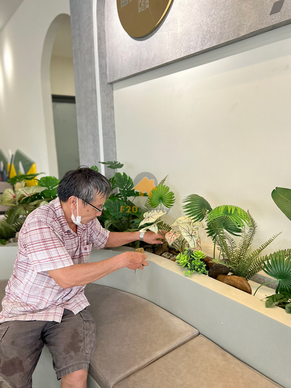 Bục cây giả trang trí văn phòng