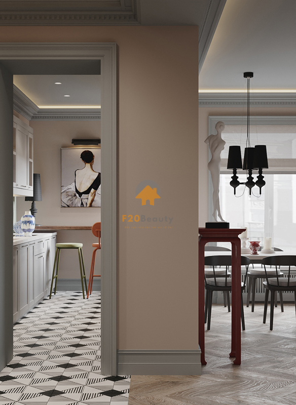 Vách ngăn giữa phòng khách và phòng bếp trang trí