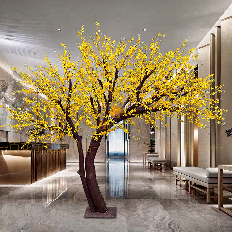 Cây mai vàng thân Bonsai giả có chiều cao 3m5, tán xòe