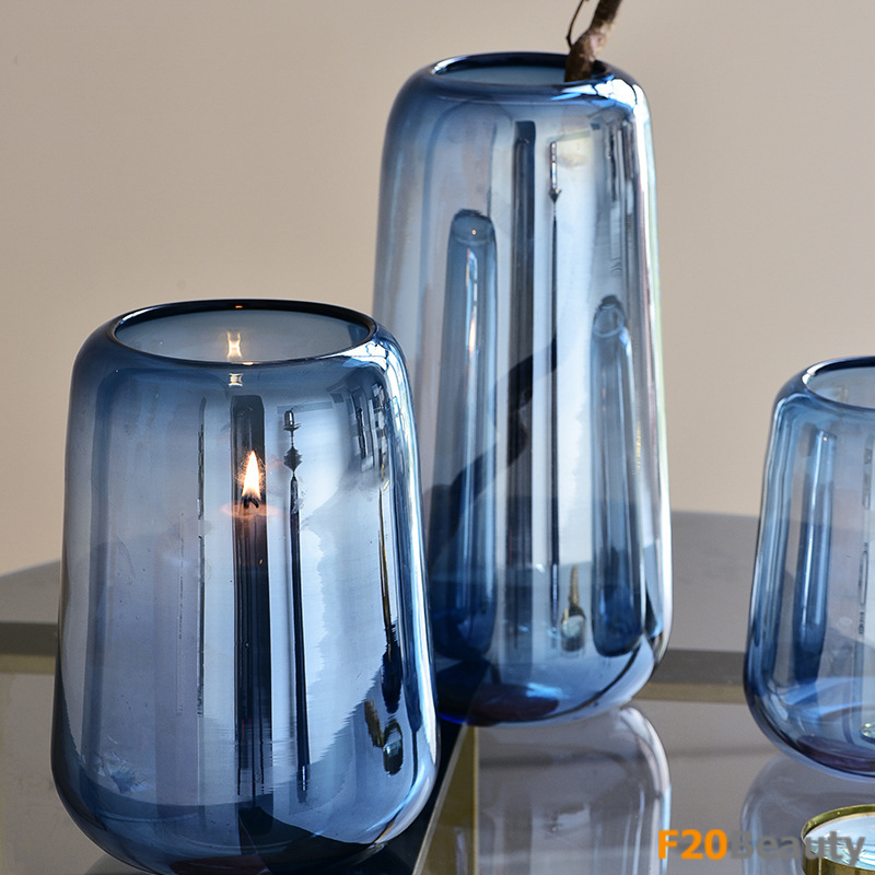 Lọ thủy tinh cắm hoa tròn bầu xanh dương - Sự thanh lịch và đẳng cấp trong trang trí hoa