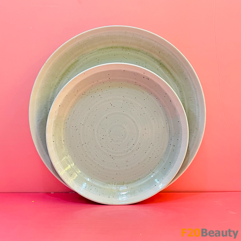 Đĩa ăn Green Navy men gốm Nhật