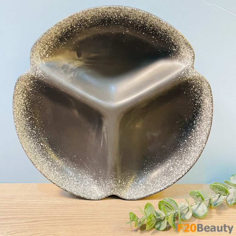 Tiện lợi và đa chức năng- Đĩa 3 ngăn đựng đồ ăn phong cách Nhật Bản (vân đen)