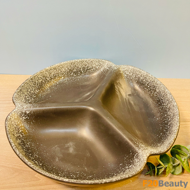 Đĩa 3 ngăn đựng đồ ăn phong cách Nhật Bản (vân đen)