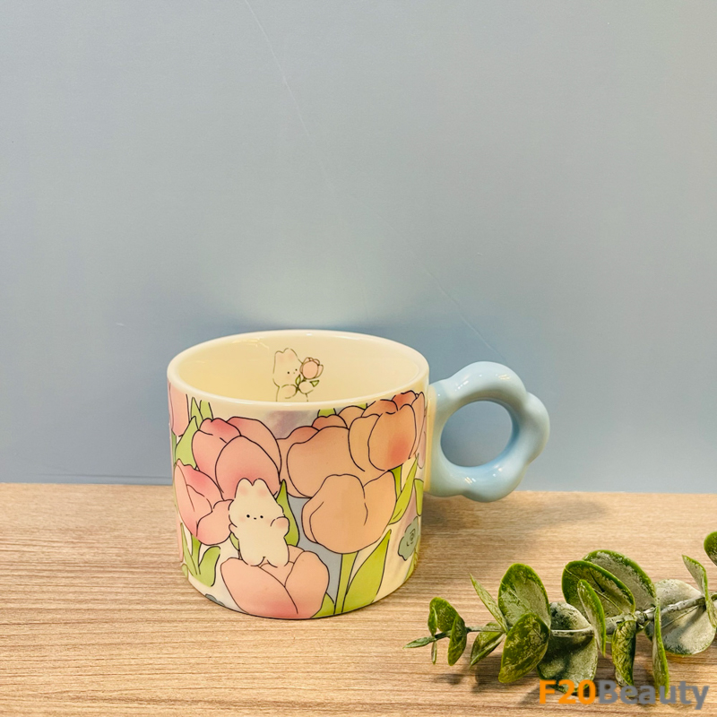 Cốc thỏ Vintage 4 mùa màu xanh biển