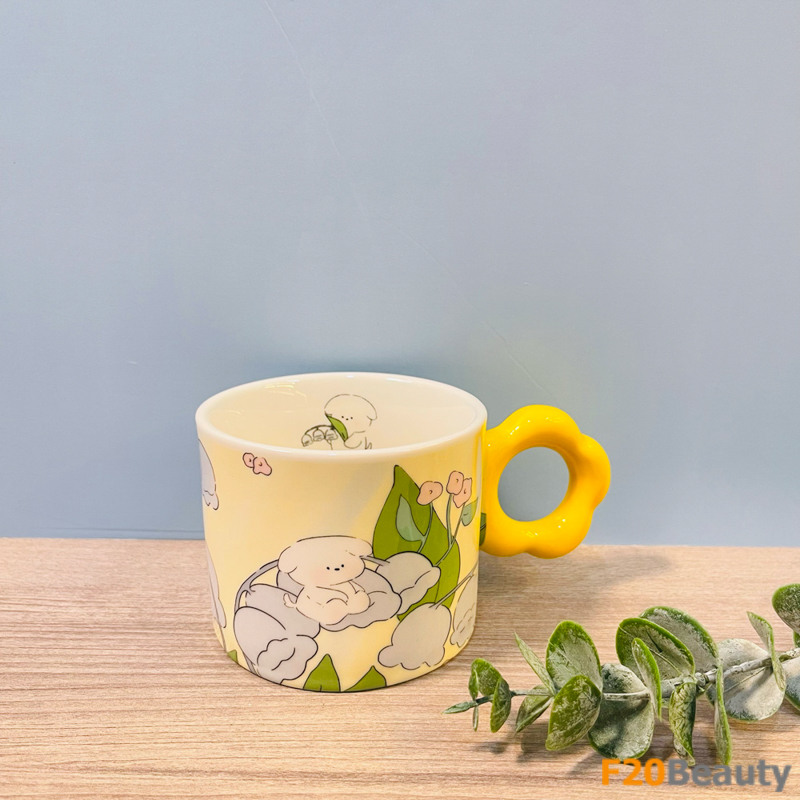 Cốc thỏ Vintage 4 mùa màu vàng