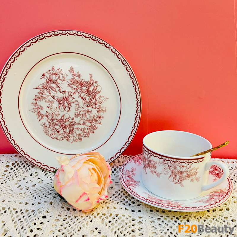 Bộ set đĩa và tách trà hoàng gia Châu Âu