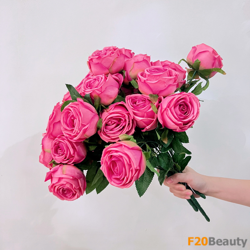 Hoa hồng trà 7 bông màu hồng đậm