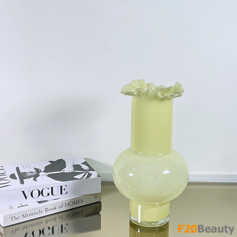 Bình thủy tinh cắm hoa màu hồng nhạt loại cao trang trí phòng khách