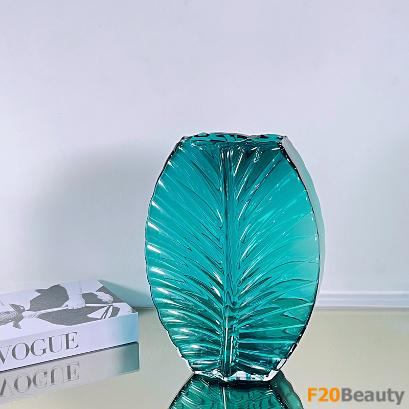 Lọ thủy tinh vân chiếc lá màu xanh da trời