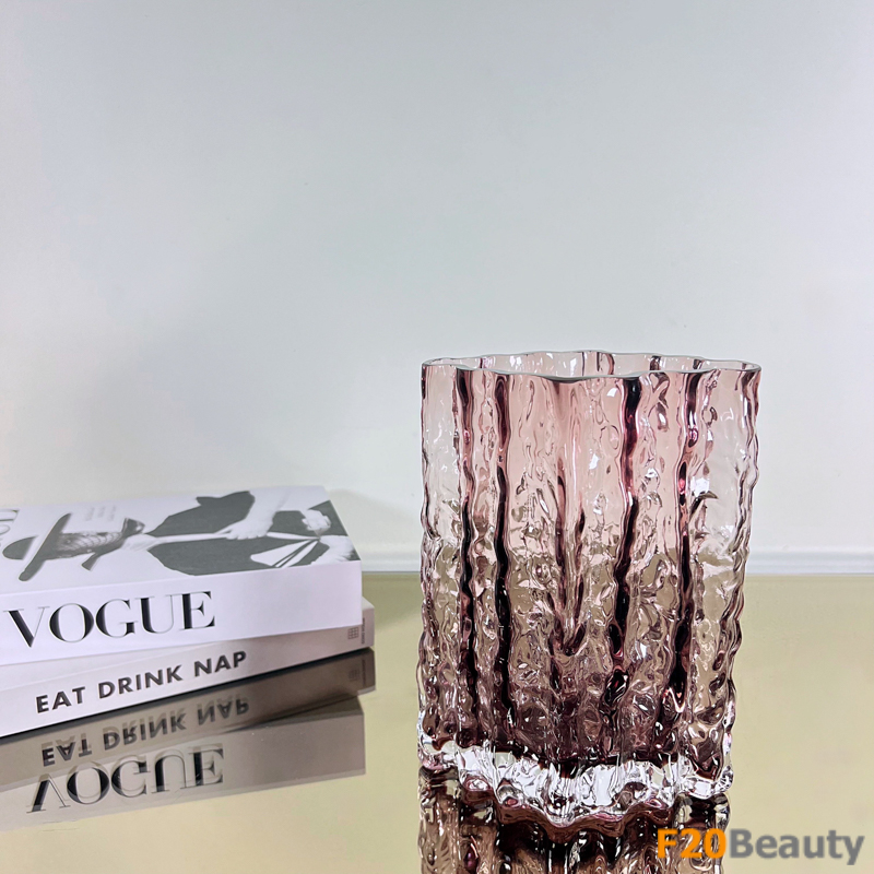 Lọ thủy tinh hình chữ nhật Nadiya loại thấp trang trí không gian nội thất