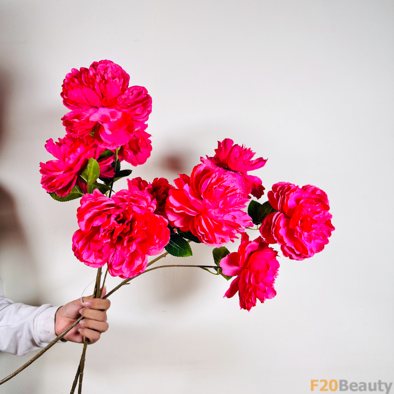 Hoa mẫu đơn 3 bông màu hồng đậm