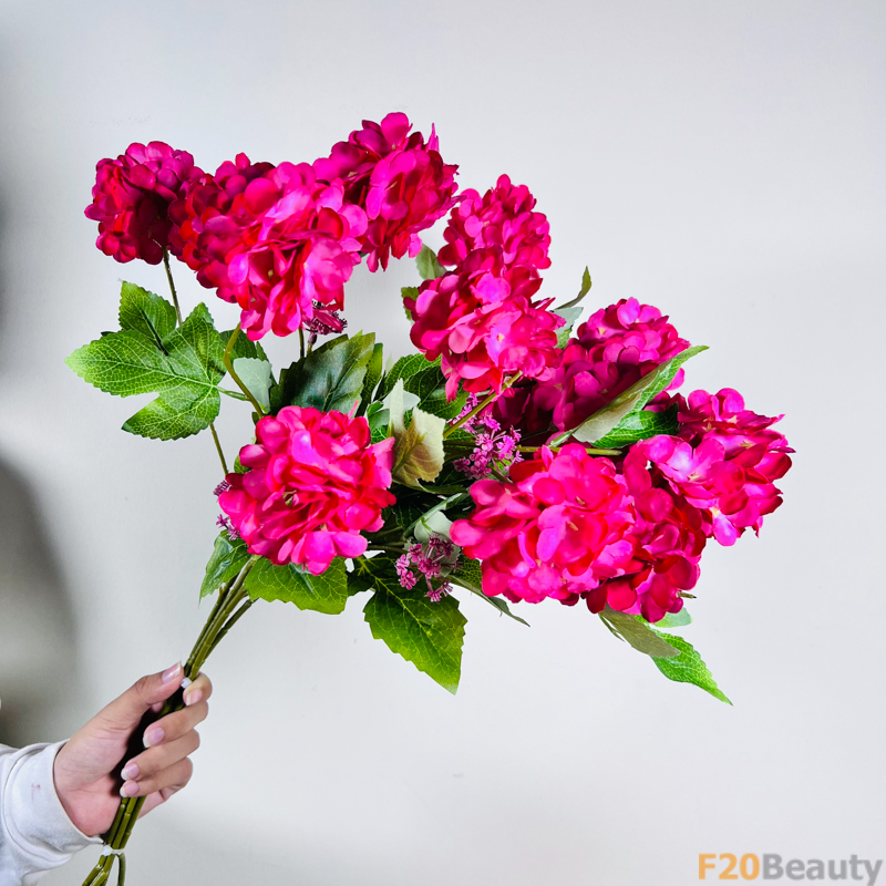 Hoa cẩm tú cầu 4 bông hồng đậm