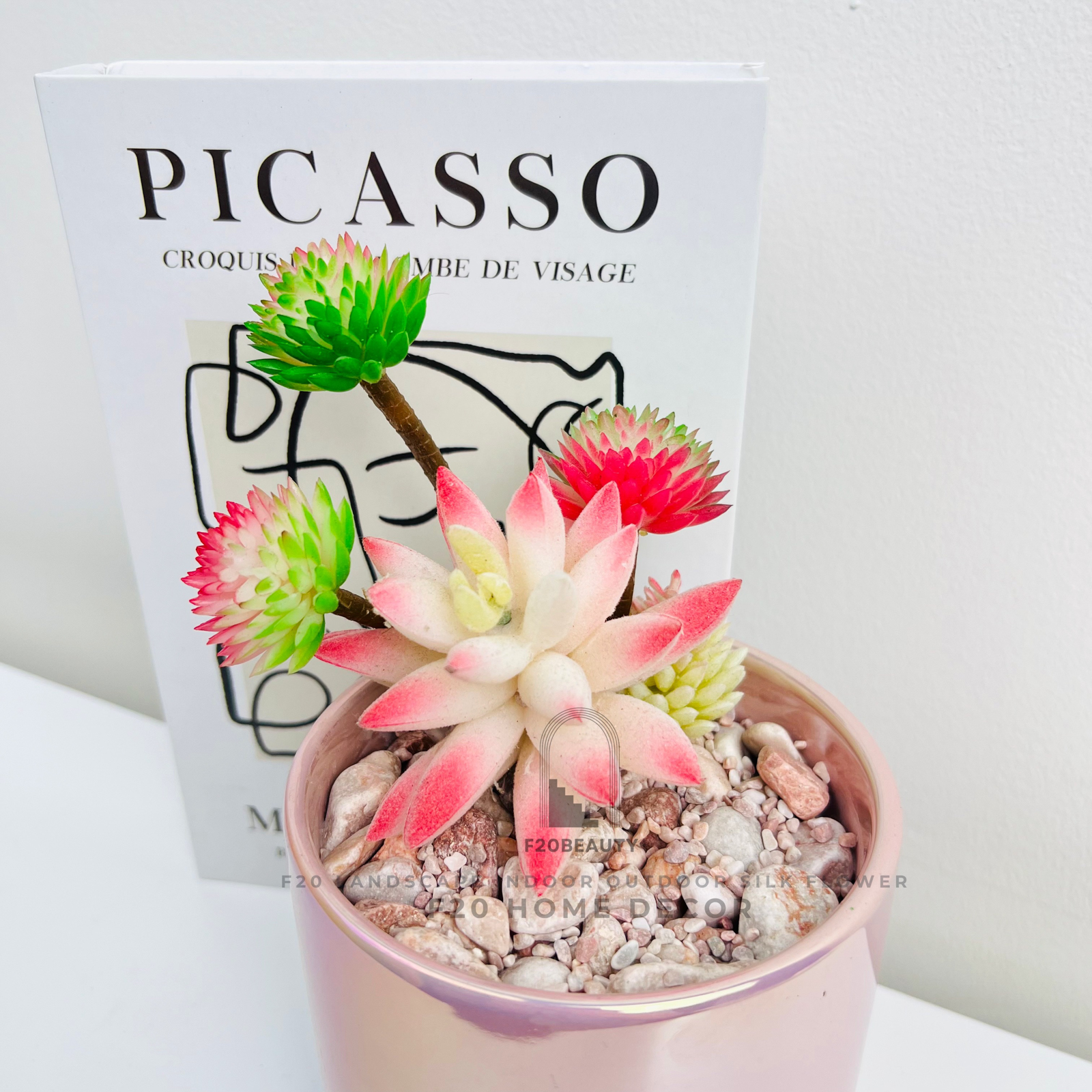 Chậu cây sen đá Lilacina giả để bàn