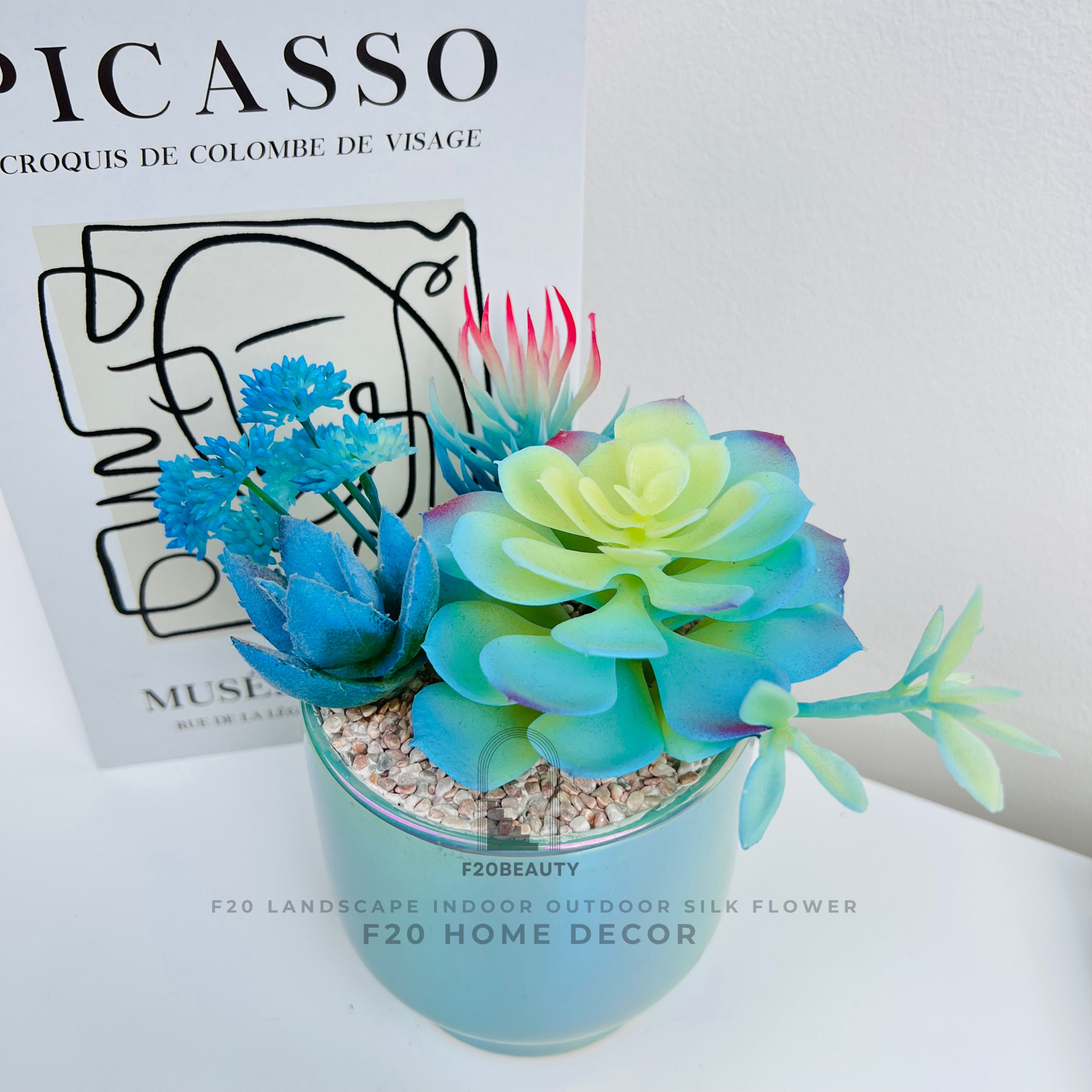 Chậu cây sen đá Echeveria giả để bàn