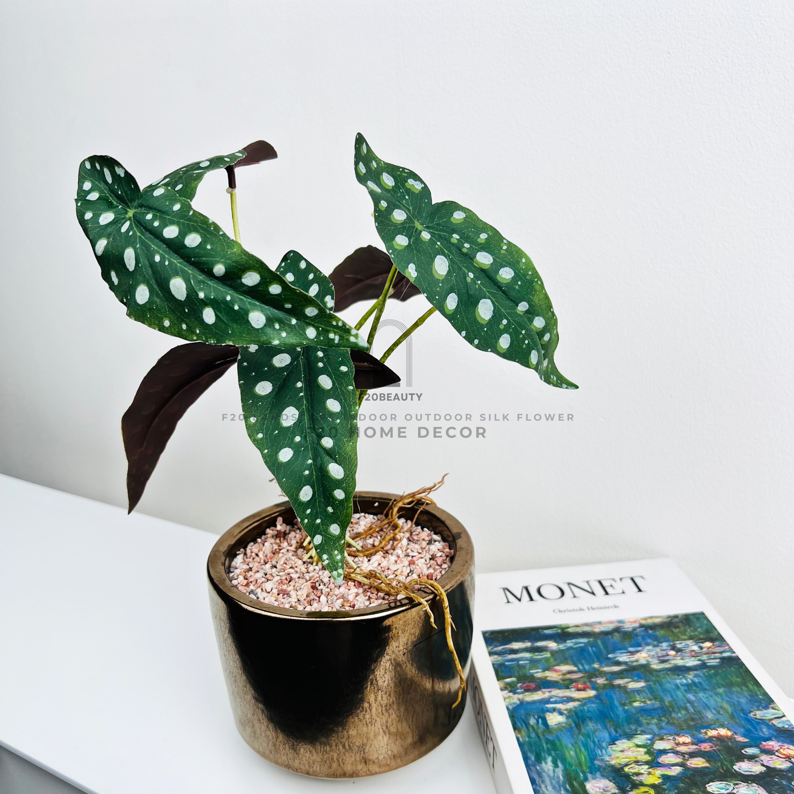 Chậu cây Polka dot Begoni giả để bàn tạo không gian tươi mới cho góc làm việc