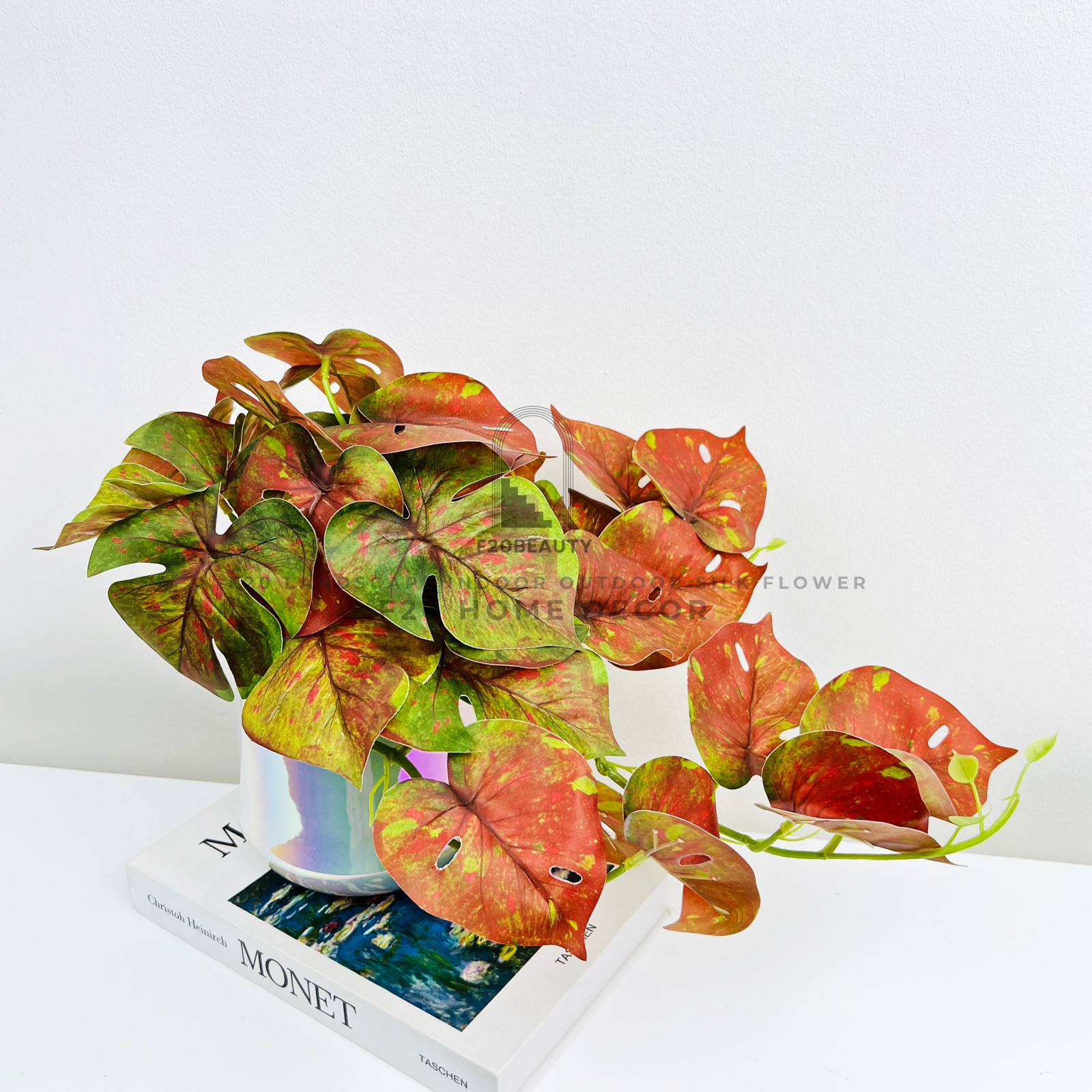 Chậu cây phong lá đỏ giả đề bàn trang trí bàn ăn